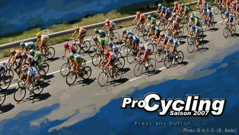 Pro Cycling Season 2007 title screen for PSP